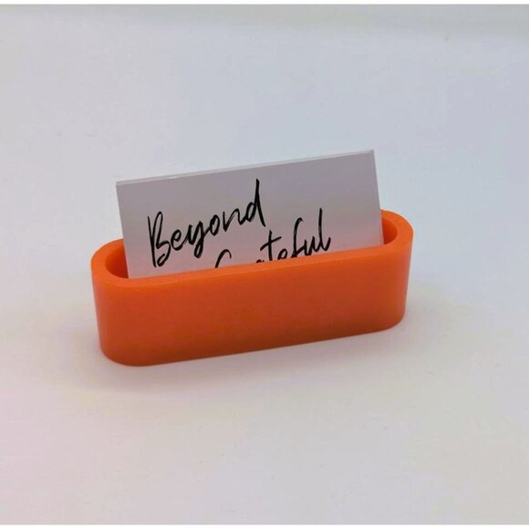 Business Card Holder Orange 4" Handmade Matte Finish NEW - Picture 1 of 5